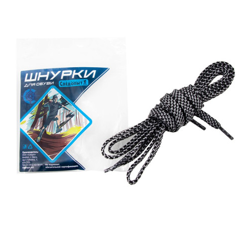 Купить шнурки следопыт плоские,ширина 0,7 см,длина 120 см,черно-серый в Севастополе
